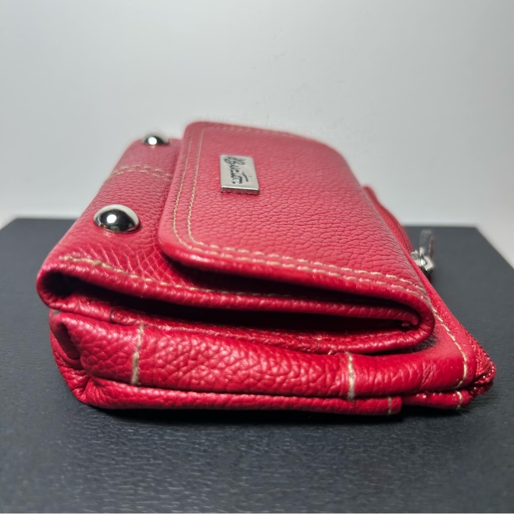 Buxton Red Genuine Leather Wallet with Key Ring and Wide ID Slot NWOT - Picture 8 of 11